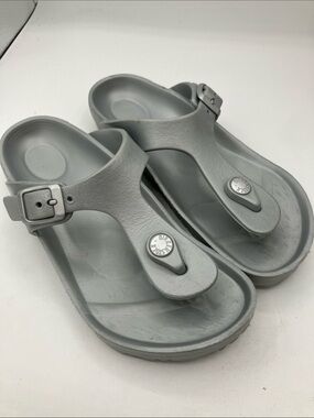 Birkenstock Silver Gray Rubber Thong Sandals